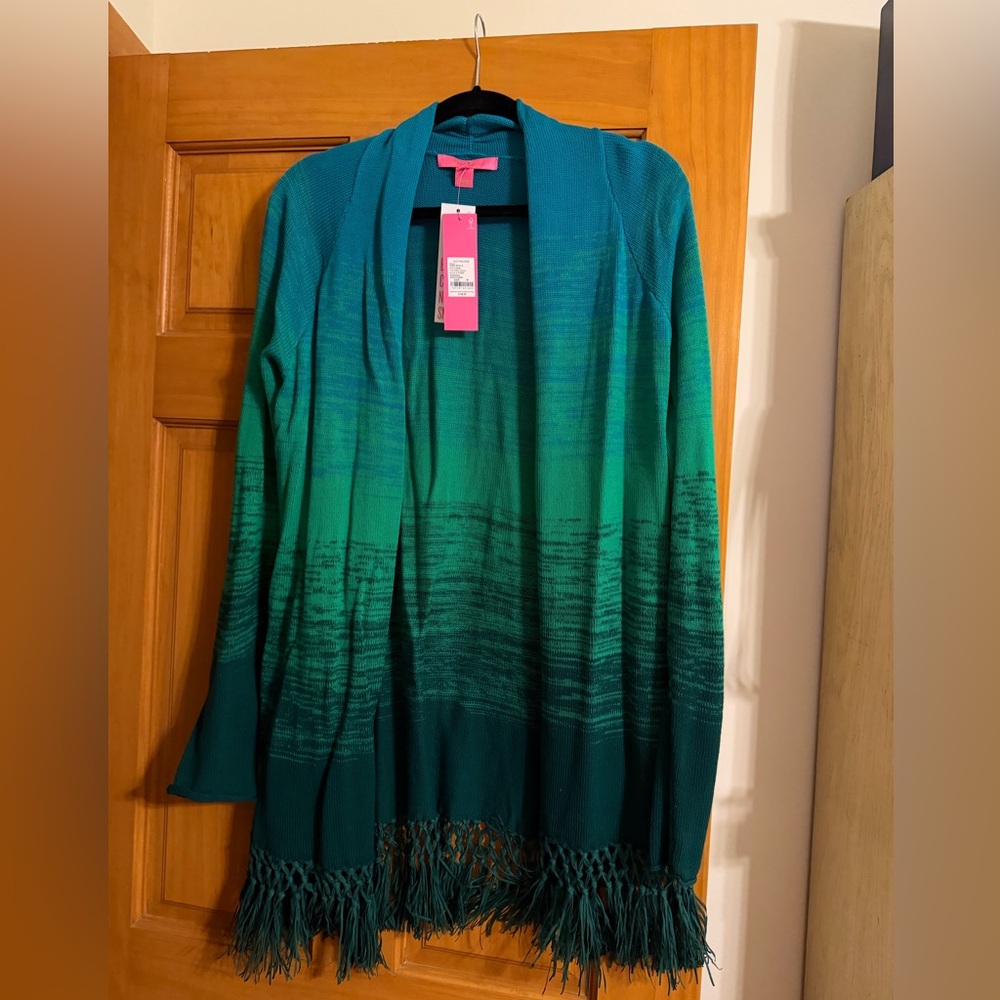 NWT Lilly Pulitzer Tatum Ombré Teal and Green Knit Cardigan